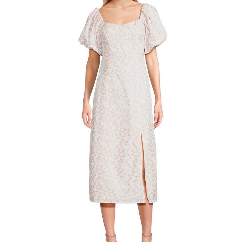 GB Embroidered Floral Print Midi Dress